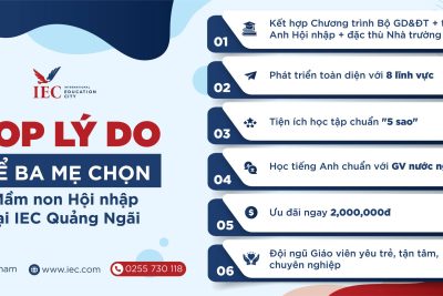 TOP LÝ DO để Ba Mẹ chọn Mầm non Hội nhập tại IEC Quảng Ngãi