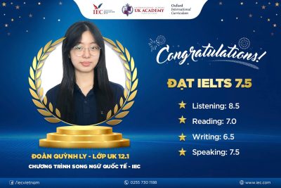 NỮ SINH IEC CHINH PHỤC IELTS VỚI ĐIỂM SỐ CỰC ẤN TƯỢNG